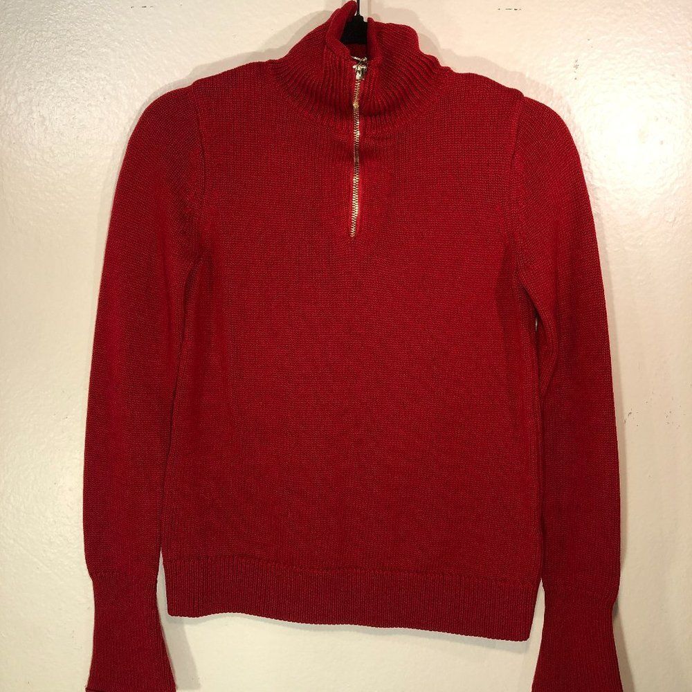 Zara Knit Red Sweater with partial zipper - S